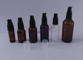 Lékovka PET 50ml, GL18, čirá s černým dávkovačem D3, L267