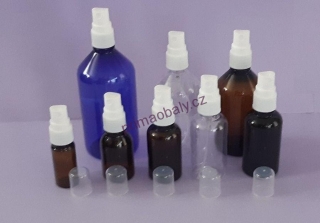 Lékovka PET 50ml, GL18, čirá s bílým rozprašovačem R4, L134