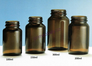 Lékovka 150ml sklo, hnědá, bal=40ks, GL45 širokohrdlá, L72